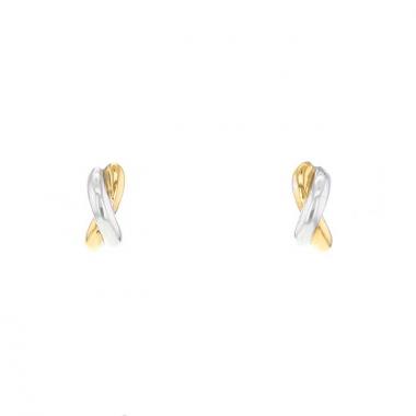 Paire de boucles d'oreilles Poiray Tresse en or jaune et or blanc