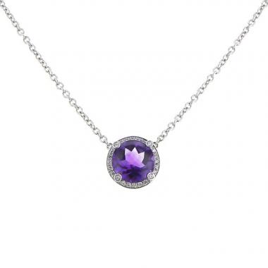 Poiray Fille Cabochon necklace in white gold,  amethyst and diamonds
