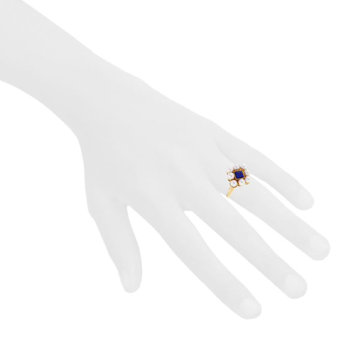 Bague Dior en or jaune,  perles et lapis-lazuli - Detail D1