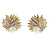 Vintage 1960's earrings for non pierced ears in yellow gold,  platinium and diamonds - 00pp thumbnail