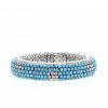 Articulated Vintage 1960's bracelet in white gold,  turquoise and diamonds - 360 thumbnail