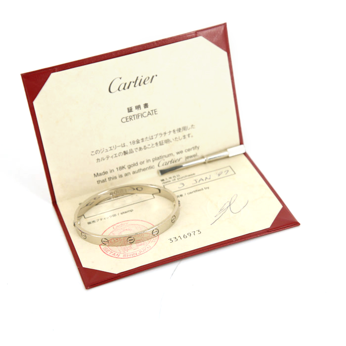 Bracelet Cartier Love en or blanc, taille 17 - Detail D2