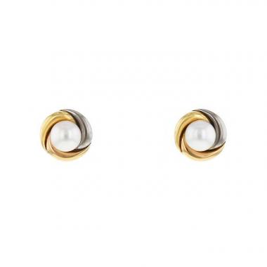 Cartier Trinity earrings in 3 golds and pearls