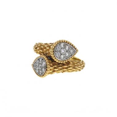 Anello Boucheron Serpent Bohème modello grande in oro giallo,  platino e diamanti