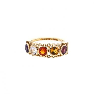 Chaumet Amour ring in yellow gold,  diamonds and colored stones