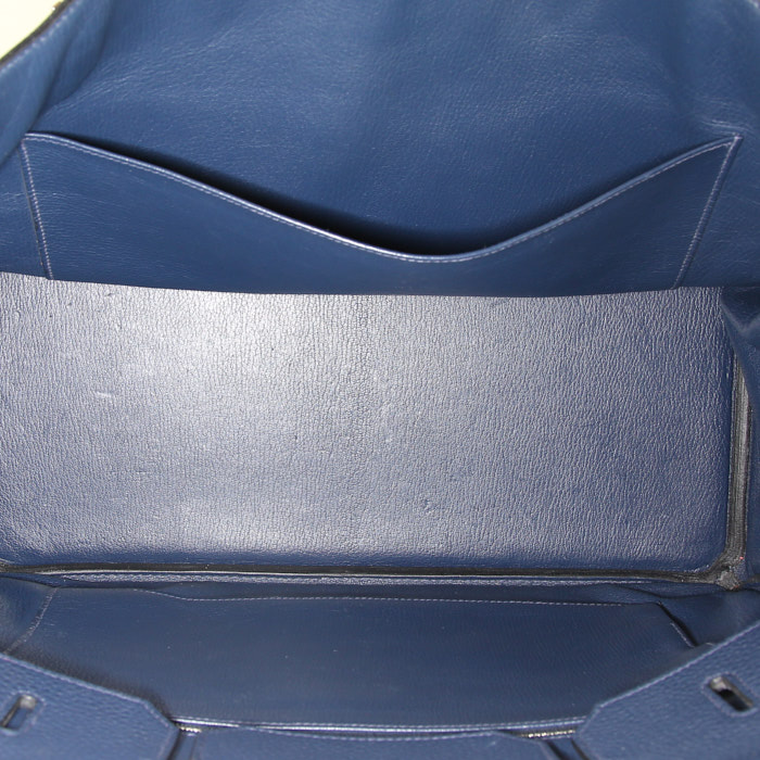 Bolso de mano Hermes Birkin 40 cm en cuero togo azul oscuro - Detail D2