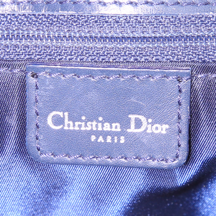 Bolso Cabás Dior Jeans Pocket en lona denim Monogram azul y cuero esmaltado azul - Detail D3