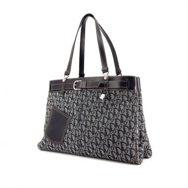 Bolso Cabás Dior Jeans Pocket en lona denim Monogram azul y cuero esmaltado azul