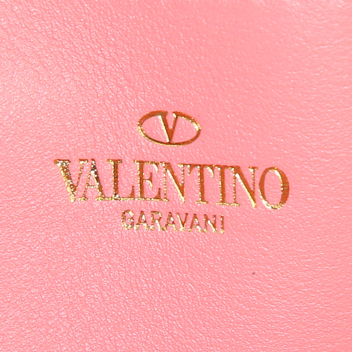 Billetera Valentino Garavani Rockstud en cuero rosa - Detail D3