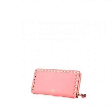 Portefeuille Valentino Garavani Rockstud en cuir rose