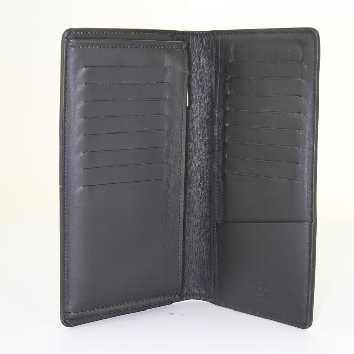 Billetera Louis Vuitton  Brazza en piel en damero grabada negro - Detail D2