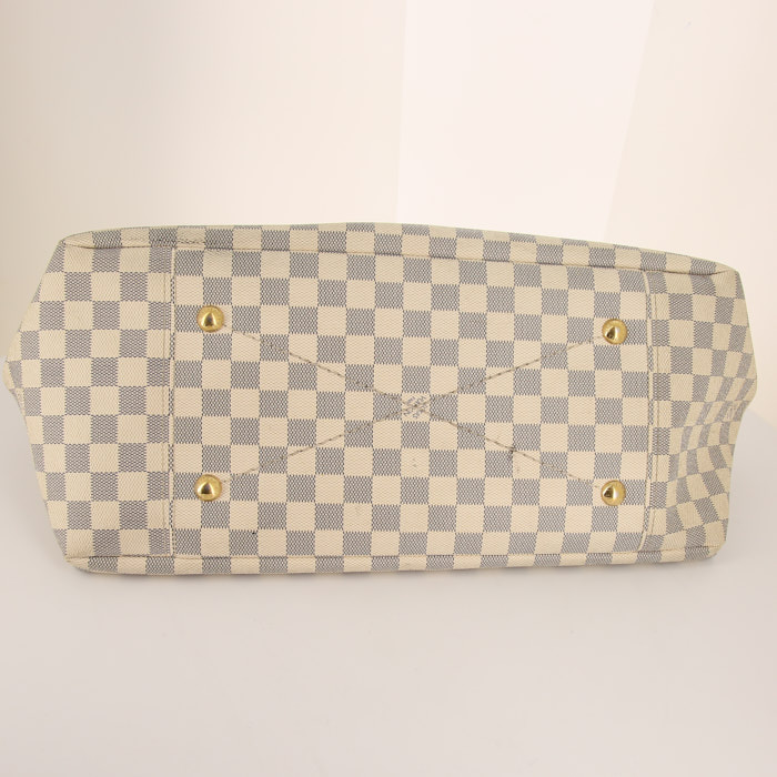 Sac à main Louis Vuitton Artsy en toile damier azur et cuir naturel - Detail D4