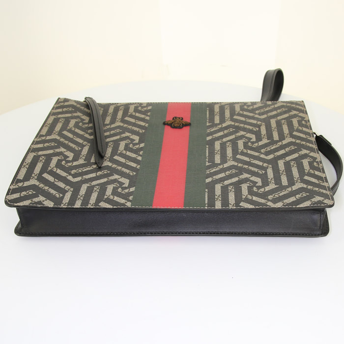 Sac bandoulière Gucci en toile monogram marron - Detail D4