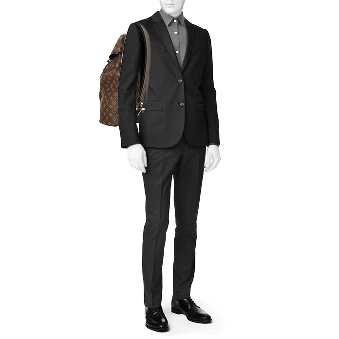 Mochila Louis Vuitton Zack en lona Monogram marrón y cuero negro - Detail D1