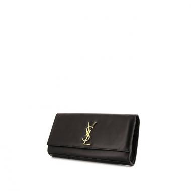 Bolsito de mano Saint Laurent Kate en cuero negro