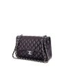 Chanel Timeless jumbo handbag in navy blue quilted grained leather - 00pp thumbnail