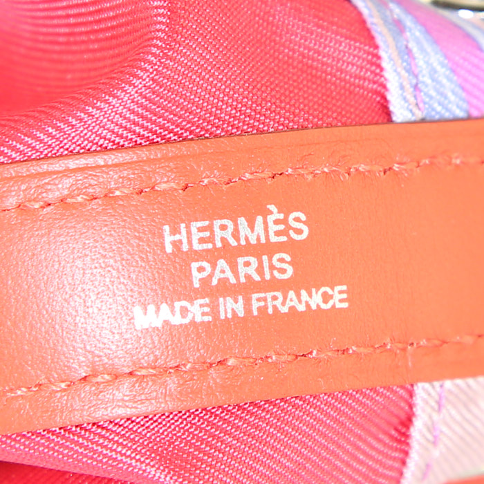 Hermes Silkin small model handbag in silk and red leather - Detail D3