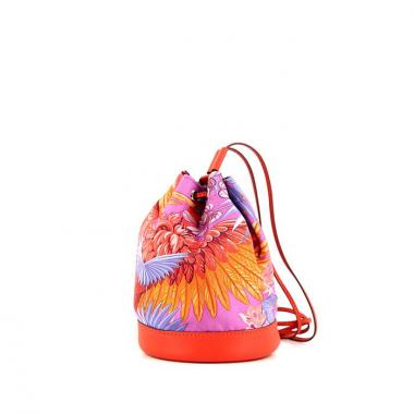 Sac à main Hermes Silkin petit modèle en soie et cuir rouge