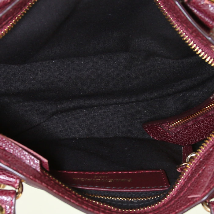 Bolso bandolera Balenciaga Mini City  en cuero color burdeos - Detail D3