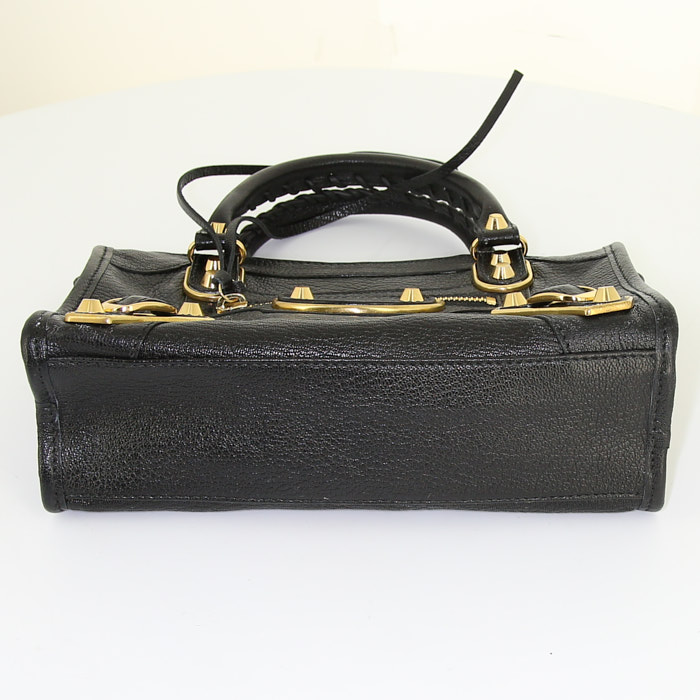 Borsa a tracolla Balenciaga Mini City  in pelle martellata nera - Detail D5