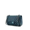 Chanel Timeless jumbo shoulder bag in blue quilted grained leather - 00pp thumbnail