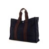 Bolso Cabás Hermes Toto Bag - Shop Bag en lona azul oscuro y marrón - 00pp thumbnail
