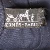 Sac cabas Hermes Toto Bag - Shop Bag en toile bleu-foncé et marron - Detail D3 thumbnail