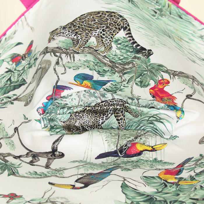 Shopping bag Hermès Beach Tote Equateur in tela rosa - Detail D2