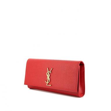 Bolsito de mano Saint Laurent Cassandre en cuero granulado rojo