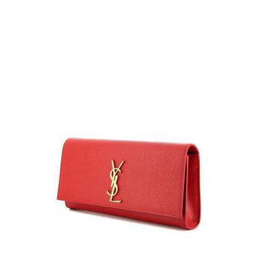 Pochette Saint Laurent Cassandre in pelle martellata rossa