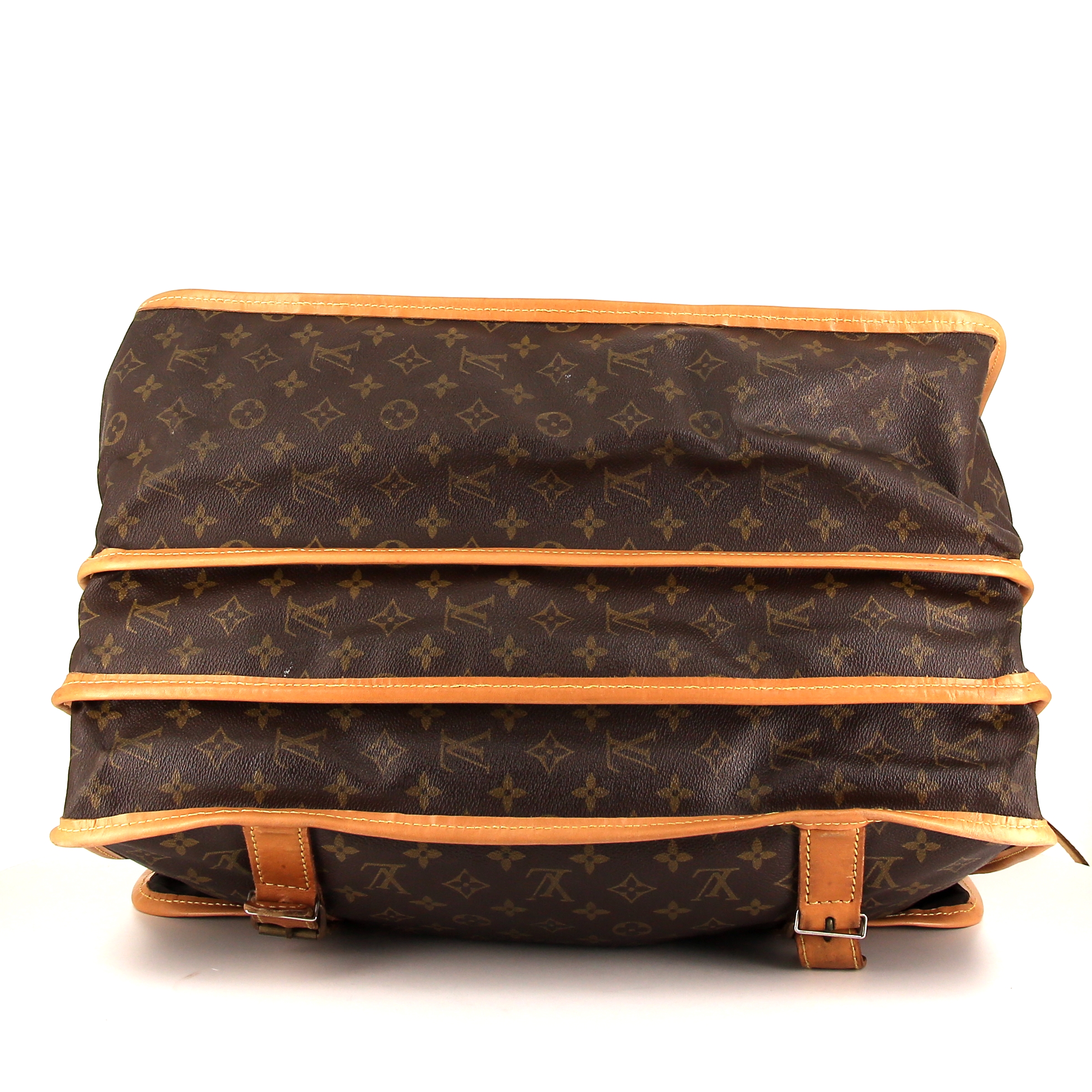 Louis Vuitton Sac de chasse small model bag in monogram canvas and natural leather - Detail D5