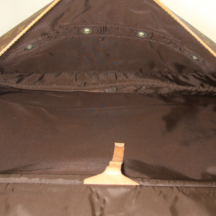 Louis Vuitton Sac de chasse weekend bag in monogram canvas and natural leather - Detail D3