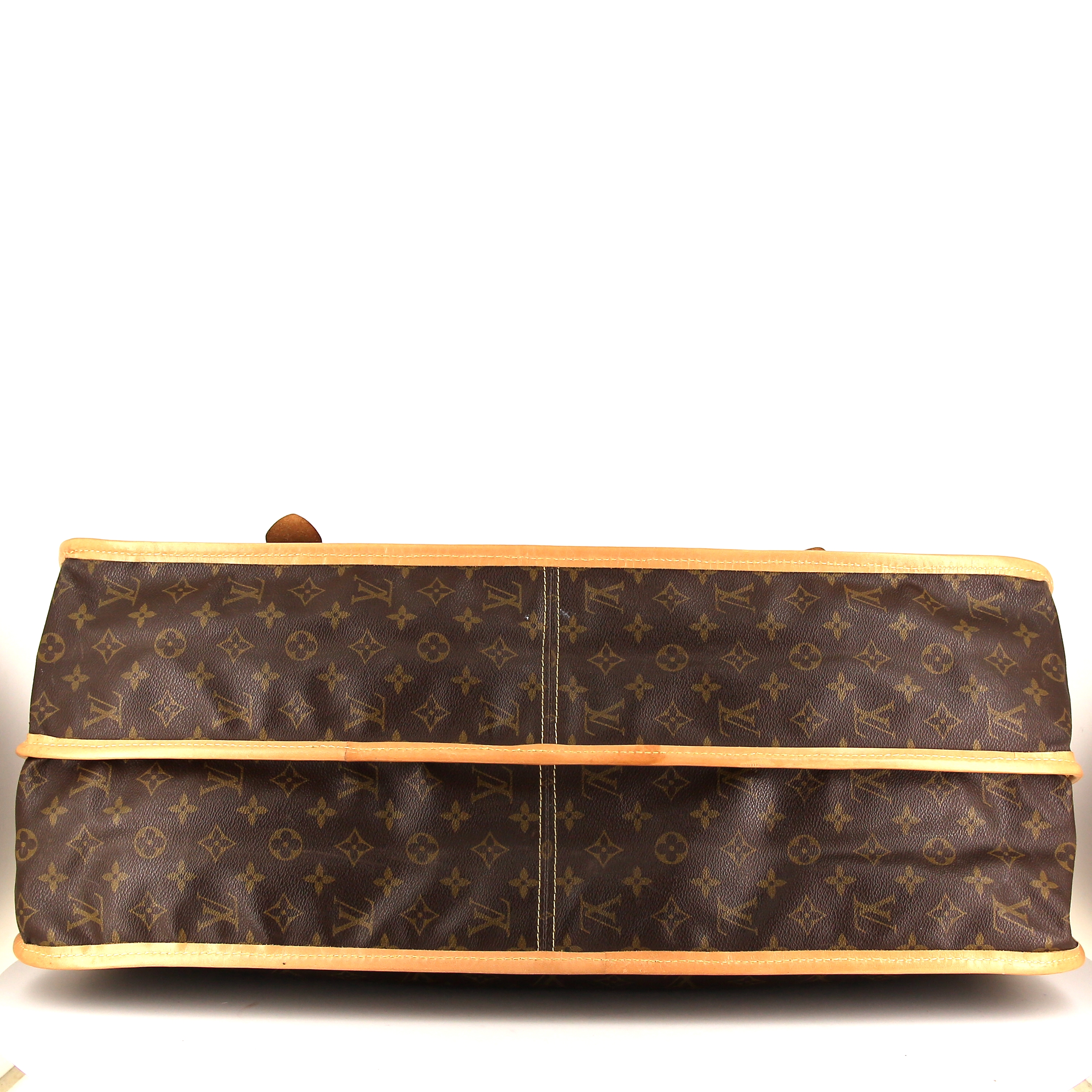 Louis Vuitton Sac de chasse weekend bag in monogram canvas and natural leather - Detail D5