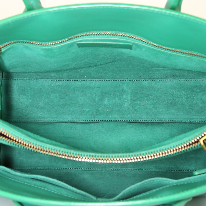Saint Laurent Sac de jour small model handbag in green leather - Detail D3