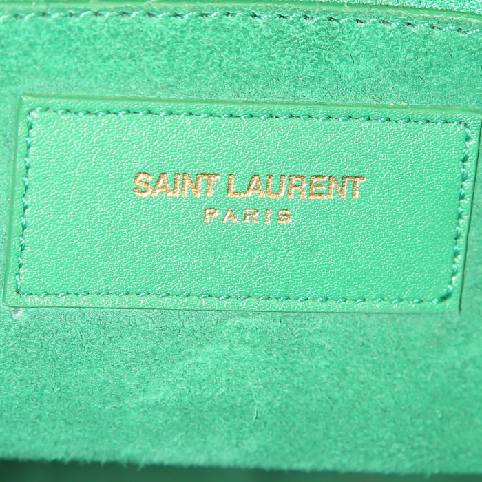Bolso de mano Saint Laurent Sac de jour modelo pequeño en cuero verde - Detail D4
