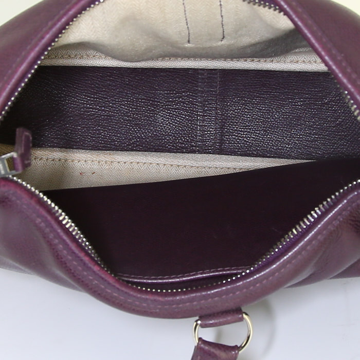 Sac à main Hermès Trim en cuir violet Raisin - Detail D2