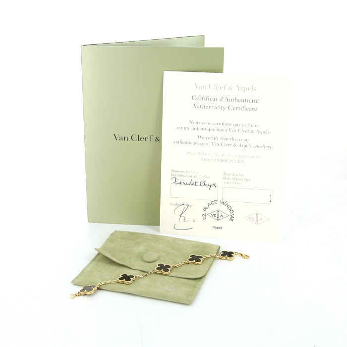 Bracelet Van Cleef & Arpels Alhambra Vintage en or jaune et onyx - Detail D2