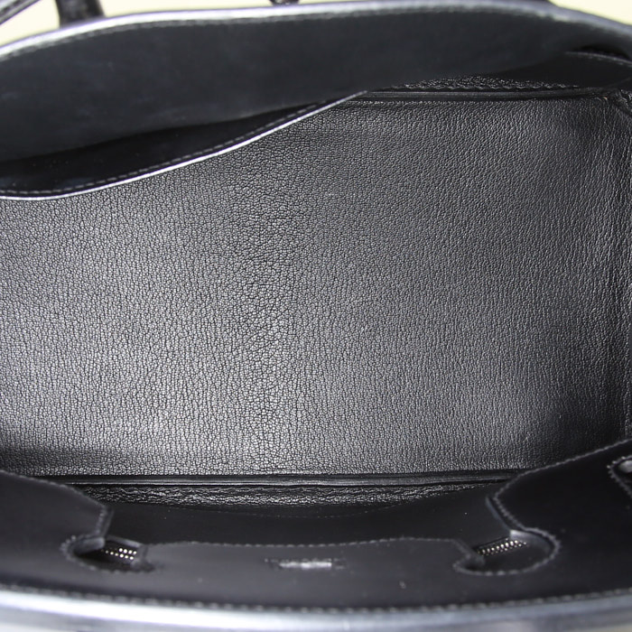 Bolso de mano Hermès Birkin So Black en cuero box negro - Detail D2