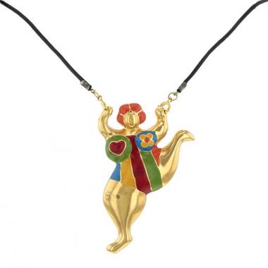 Niki De Saint Phalle Nana pendant in metal and enamel