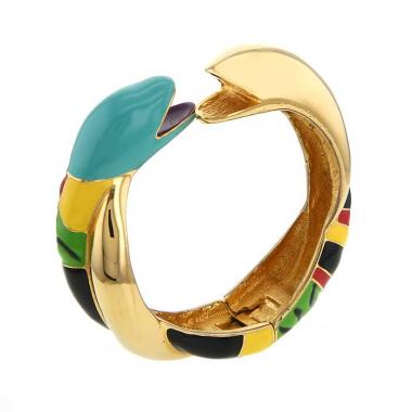 Brazalete que se puede abrir Niki De Saint Phalle Serpentine en metal dorado y esmalte multicolor