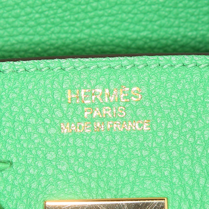 Borsa Hermes Birkin 35 cm in pelle togo verde Bamboo - Detail D3
