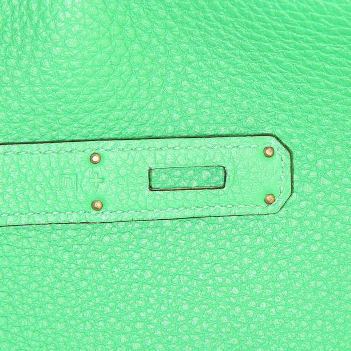 Sac à main Hermes Birkin 35 cm en cuir togo vert Bamboo - Detail D4