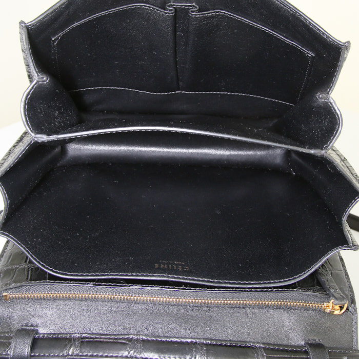 Sac bandoulière Celine Classic Box en crocodile noir - Detail D2