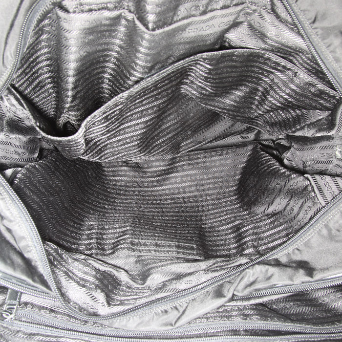 Porte-documents Prada en toile noire et cuir noir - Detail D3