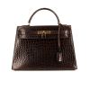 Hermès Kelly 32 cm handbag in brown porosus crocodile - 360 thumbnail