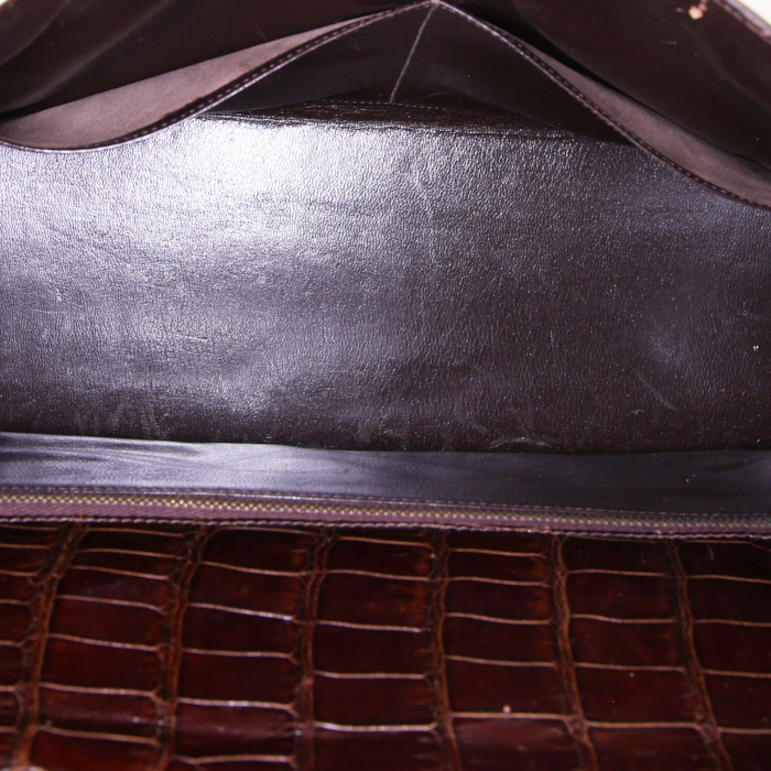 Bolso de mano Hermès Kelly 32 cm en cocodrilo porosus marrón - Detail D3