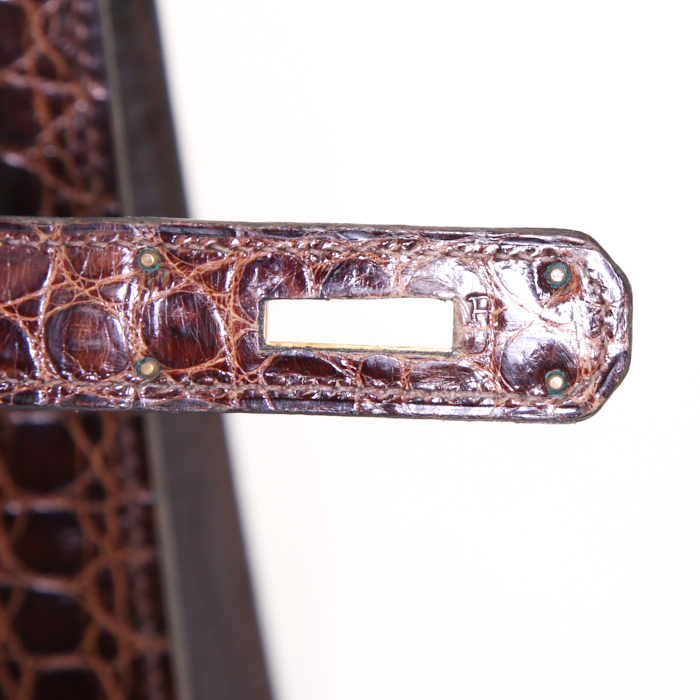 Bolso de mano Hermès Kelly 32 cm en cocodrilo porosus marrón - Detail D5