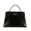 Hermes Kelly 32 cm handbag in black porosus crocodile - 360 thumbnail