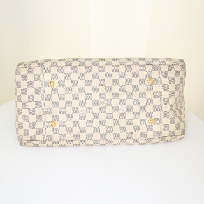 Louis Vuitton Artsy handbag in azur damier canvas and natural leather - Detail D4