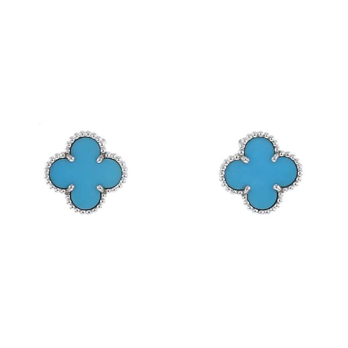 Orecchini Van Cleef & Arpels Alhambra Vintage in oro bianco e turchese